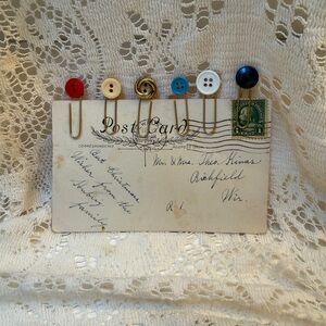 Vintage Button Paperclip Book Mark
